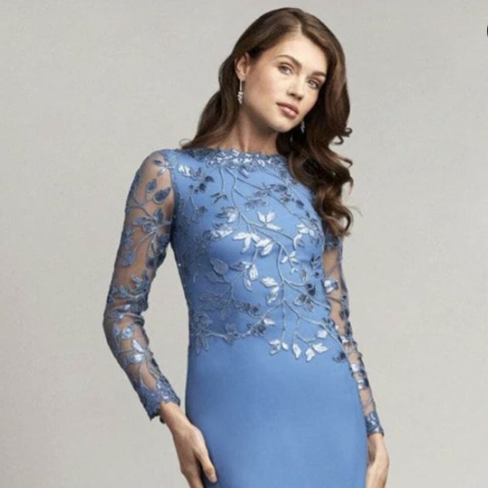 Tadashi Shoji Size 16 Cadet Blue Gown NEW with tags